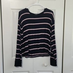 Aeropostale Women's Seriously Soft Tomboy Tee Size Med Long Sleeve Striped